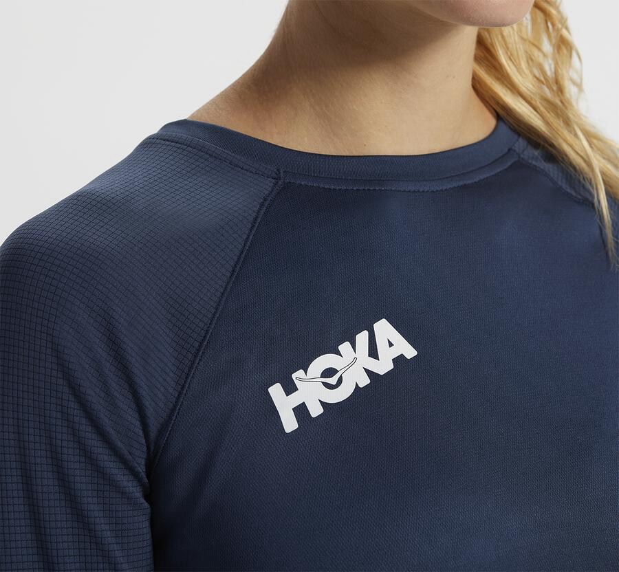 Tops Womens - Hoka One One Performance 3/4 Sleeve - Navy - FCGSROY-16